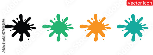 Vibrant splashes of color for your creative designs.Splash silhouette with droplets.rain splash, rain drop, water drop.Water drop icon. Blue raindrop and droplet logo. Graphic drip and oil splash. 