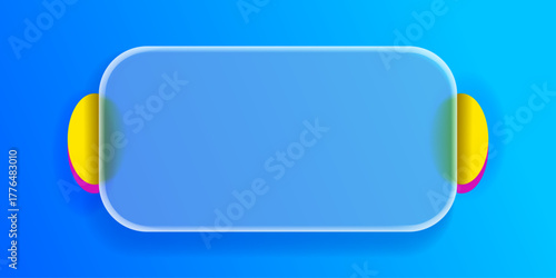 Glassmorphism web banner design. Vector illustration of modern Glassmorphism effect Empty Frame with space for text. Glass sign for web info graphic