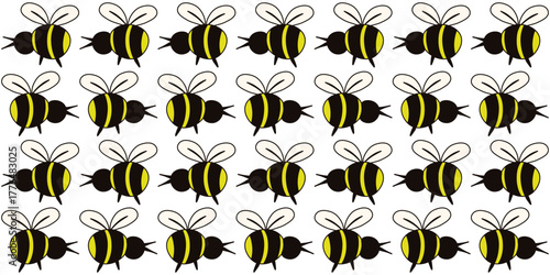 Summer wallpaper. Vector illustration of funny fat bees Seamless Trellis. Perfect nursery child wall decor, silly Summer wrapping paper. EPS 10