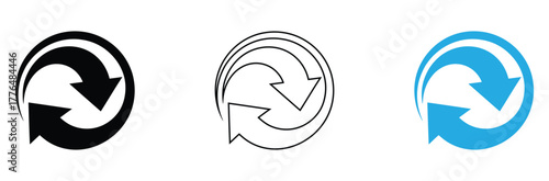 Recycle symbol icons in various styles representing environmental sustainability and circular economy concepts ready for design projects