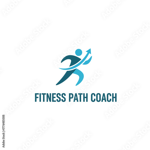 A logo design of a runner with an arrow suggesting progress on a journey
