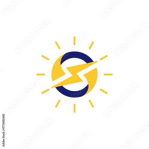Light bulb and lightning bolt logo, electrical vector design