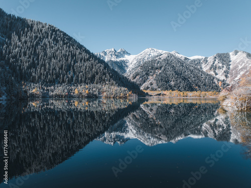 Lake in the mountains with reflection	