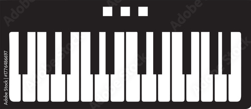 Black Silhouette Of A Piano Keyboard With Three White Keys