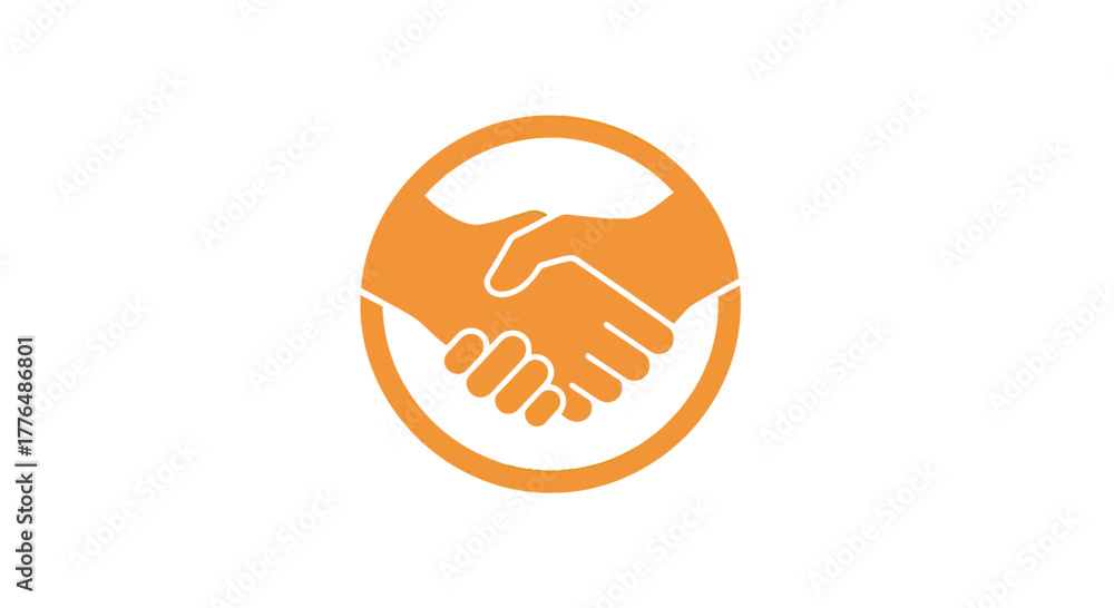 Obraz premium Professional orange handshake logo, symbolizing partnerships, deals, agreements, and collaboration in business for success and trustworthy connections