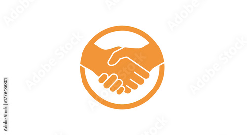 Professional orange handshake logo, symbolizing partnerships, deals, agreements, and collaboration in business for success and trustworthy connections