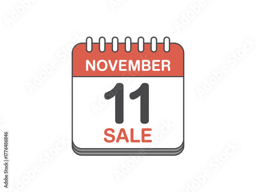 Vector art of calendar icon with november 11 and sale text