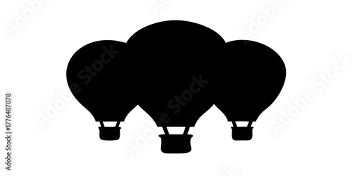 A Hot air balloon icon silhouette on a white background.