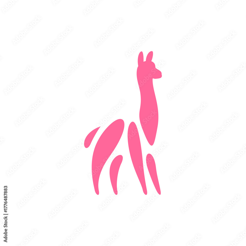 Naklejka premium Llama Animal Logo. Elegant and abstract design, perfect for organic product and nature brand.