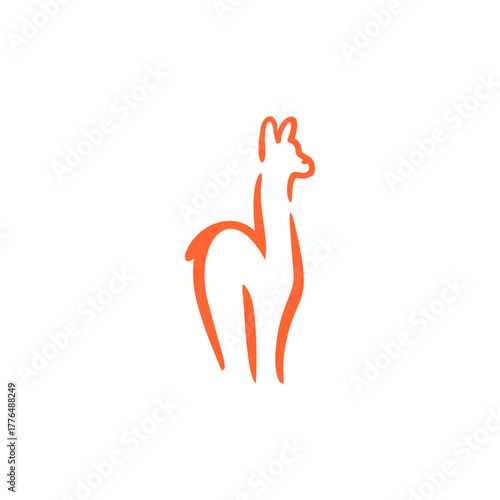 Llama Animal Logo. Elegant and abstract design, perfect for organic, nature brand.