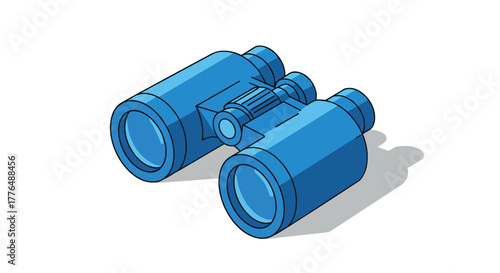 Isometric blue binoculars for adventure and exploration enthusiasts