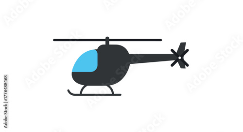 Simple helicopter design with minimalist style and blue accents