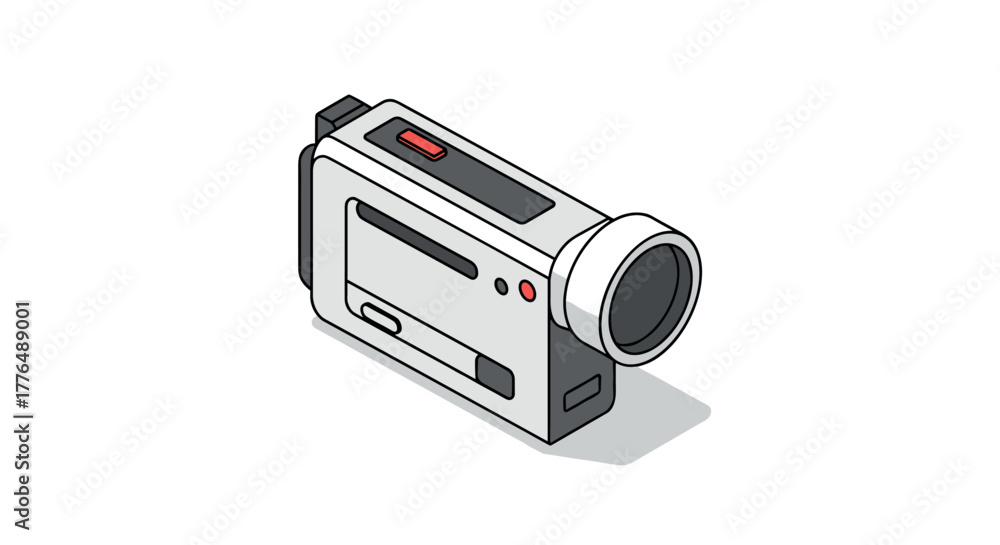 Fototapeta premium Isometric retro camcorder icon with minimalist design and modern color palette