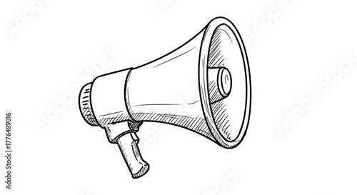 Hand drawn megaphone sketch with vintage appeal for communication themes