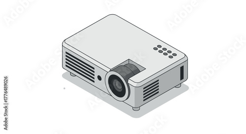Isometric projector design with minimalist detailing for technology and presentation themes