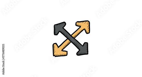Handdrawn arrow cross symbolizing expansion or diversification