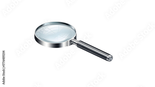Silver Magnifying Glass Isolated on White