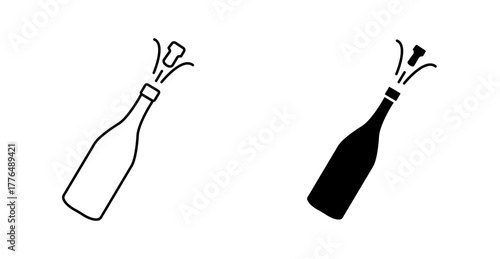 Wine Bottle Cork Flying Icon, Celebration Drink Pop Vector Symbol