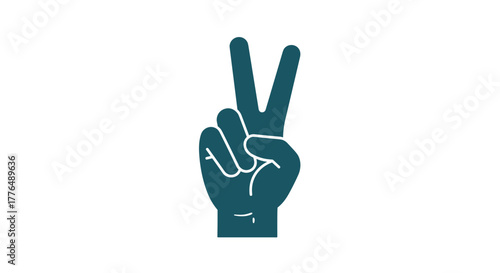 Peace gesture hand symbol in minimalist silhouette style