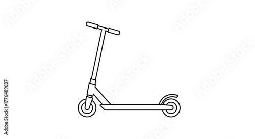 Minimalist outline of a kick scooter on a white background