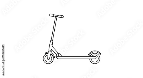 Minimalistic line art of a kick scooter on a white background