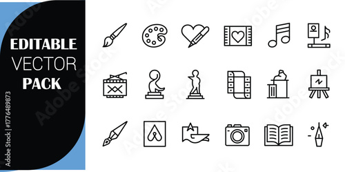 Art and creativity icons vector pack symbol paintbrush