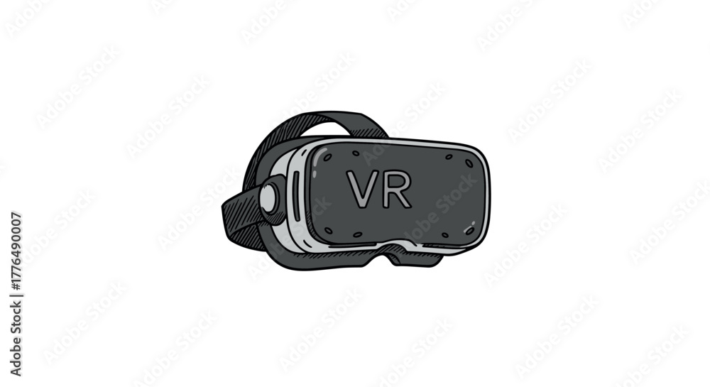Fototapeta premium Monochrome vr headset sketch capturing virtual reality technology trend