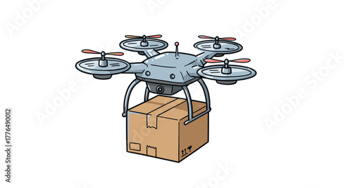 Drone delivery concept with parcel in flight