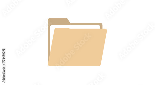 Minimalist open file folder icon on white background for office organization