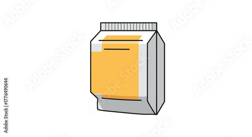 Flat icon of a standard milk carton with yellow label in minimalist style