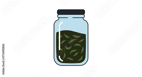 Minimalistic mason jar filled with fresh pickles