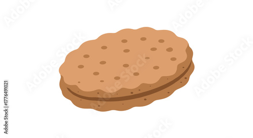 Realistic chocolate filled biscuit on white background