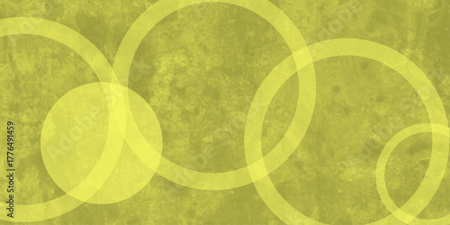 Yellow abstract background with white circle rings in faded distressed vintage grunge texture design. High resolution textured pattern. Abstract modern background design concept for template banner. 
