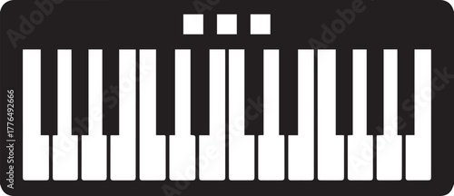 Black and White Icon of a Piano Keyboard music instrument