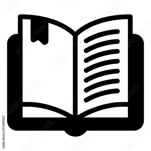Textbook with bookmark solid icon, book festival concept. Vector graphics. Book pages for reading sign on white background, style icon mobile or web design.