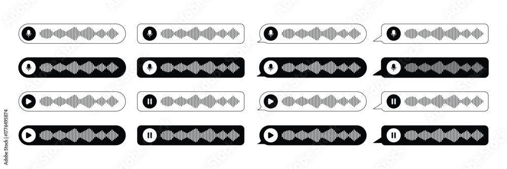 custom made wallpaper toronto digitalSet of Voice Message Interface Icons Collection. Sound Wave Chat Bubble Icons.