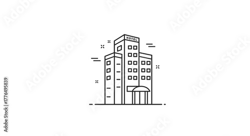 Minimalist linear hotel building design with simple geometric details