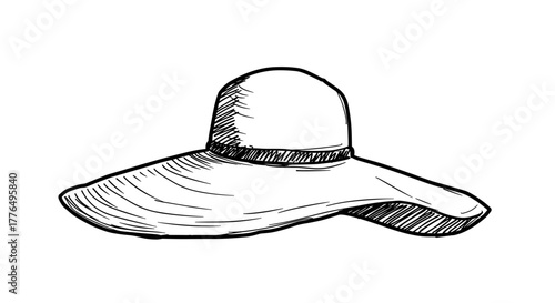 Elegant summer hat sketch in black and white design
