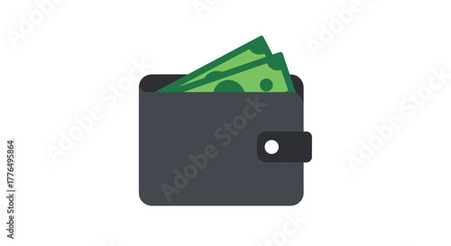 Minimalist wallet with cash on white background