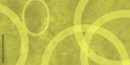 Yellow abstract background with white circle rings in faded distressed vintage grunge texture design. High resolution textured pattern. Abstract modern background design concept for template banner. 