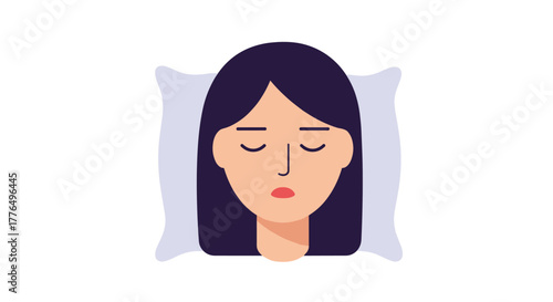 Flat design sleeping woman illustration on pillow