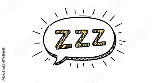 Hand drawn sleep symbol with zzz in speech bubble