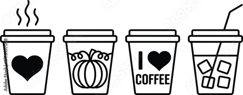 Coffee cup vector illustration set for holidays and everyday enjoyment
