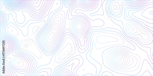 Abstract colorful gradient Topographic line map background with shadows. Contour elevation topographic and textured Background Modern design with White background with topographic wavy Patte.	