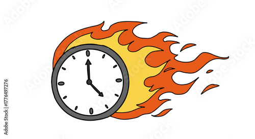 Time on fire surreal flaming clock in motion