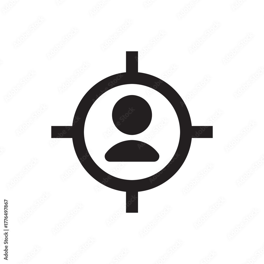 Obraz premium Solid Targeted User Profile Focus Marketing Icon