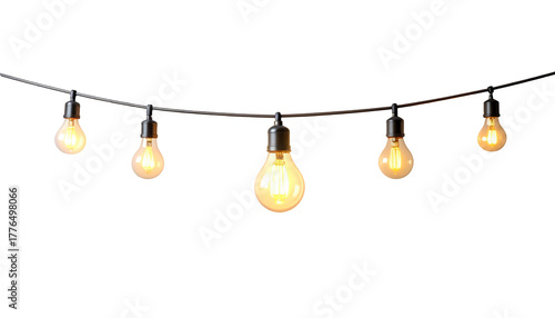 hanging light bulbs yellow isolated on transparent png