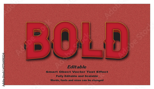 Bold text effect strong, heavy, confident, modern, 3D typography design.