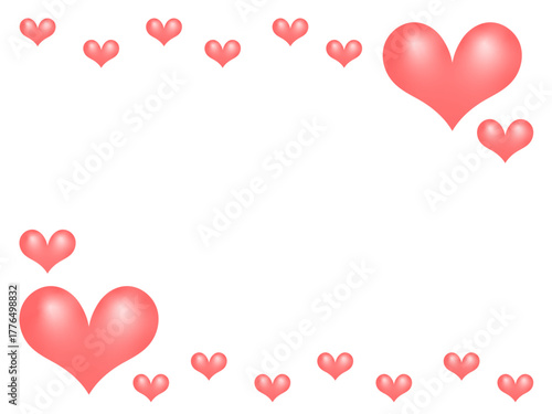 Pink Heart Frame Vector Illustration with Transparent Background
