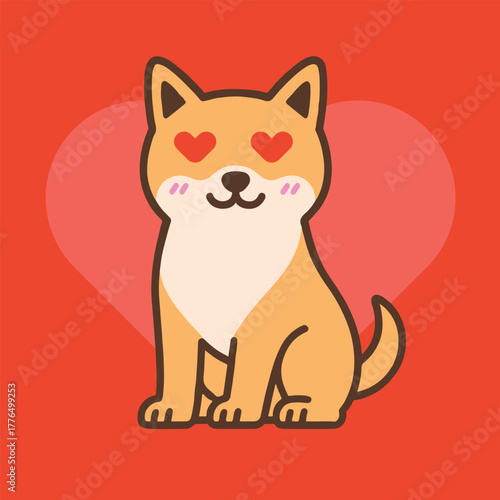 shiba inu dog falling in love